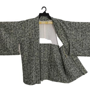 Vintage Kimono Japanese Traditional Noragi Haori Hanten Jinbei Cardigan Happi Jacket Art Knot Rope Patern 002