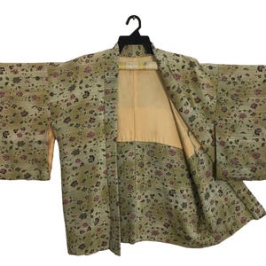 Vintage Kimono Japanese Traditional Noragi Haori Hanten Jinbei Cardigan Happi Jacket Floral Pattern B026