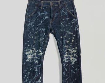 Vintage Big John Design Bleach Byxor Dragkedja Denim Jeans B474 Storlek 28 (Dam)