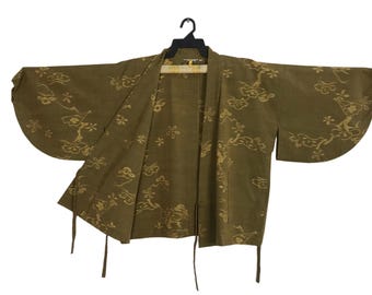 Vintage Kimono Japanese Traditional Noragi Haori Hanten Jinbei Cardigan Happi Jacket Pattern Roses B020 Distressed kimono