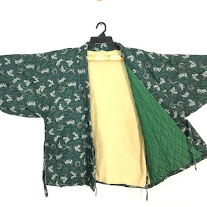Hanten Padded Haori Kimono Japanese Traditional Cardigan Happi Jacket Noragi Jinbei Pattern Roses Over Print Style B455 Size M