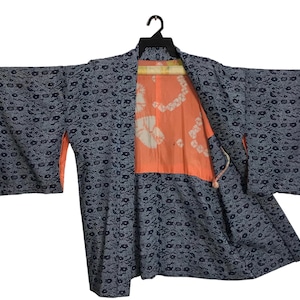 Vintage Kimono Japanese Traditional Noragi Haori Hanten Jinbei Cardigan Happi Jacket Matsubamaru Design B028
