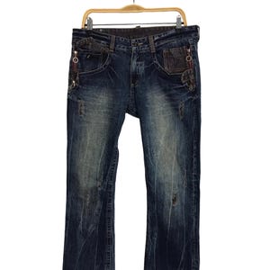 Vintage Semantic Design Distressed Denim Jeans A1435
