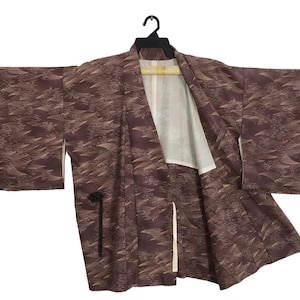 Vintage Kimono Japanese Traditional Noragi Haori Hanten Jinbei Cardigan Happi Jacket Pattern Matsuba Chirashi Design B027