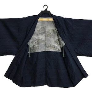 Vintage Kimono Japanese Traditional Brand Noragi Haori Hanten Jinbei Cardigan Happi Jacket Graphics Mountain Japan Design B163 fits XL