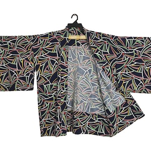 Vintage Kimono Japanese Traditional Noragi Haori Hanten Jinbei Cardigan Happi Jacket Pattern Sunrager RetroColourfull Vector Size L (Silk)