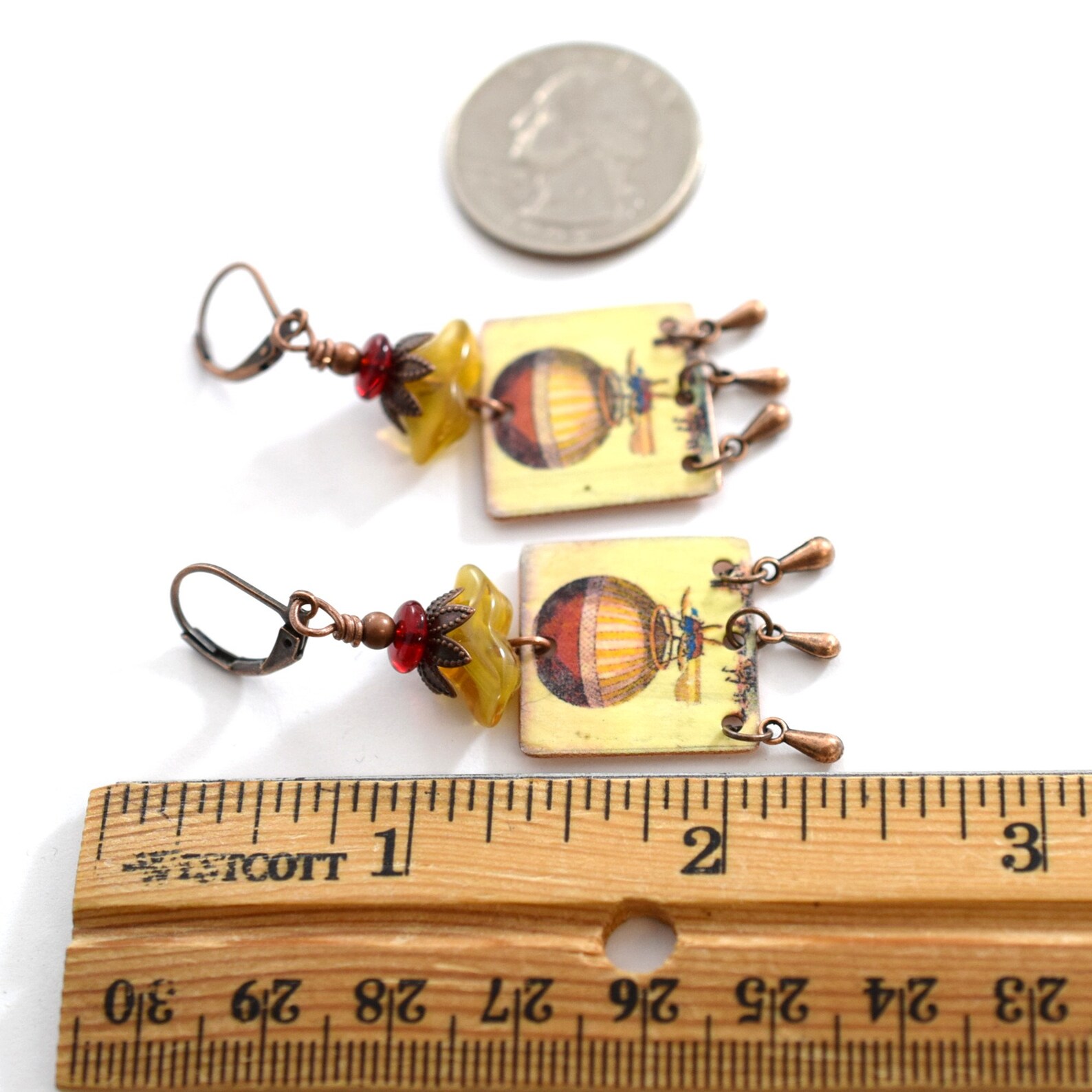 Faux Zinn Heißluftballon Ohrringe antike Kupfer Handwerker | Etsy