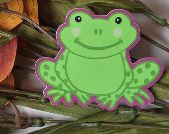 Green Frog Sticker, 3 Inch Vinyl, Water-Proof