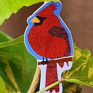 Sticker Cardinal rouge, Sticker vinyle Cardinal, Sticker oiseau