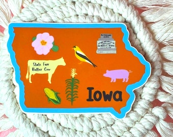 Iowa State Aufkleber, Vinyl 3-Zoll-Aufkleber, Butter Kuh, Corn