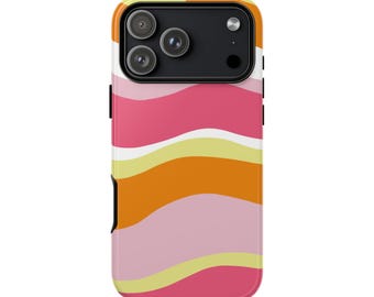 Wavy Pink and Orange Layers Phone Case| Tough Case