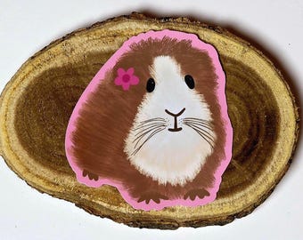 Guinea Pig Sticker Vinyl 3 Inch Animal Decal, Holographic or Plain Border