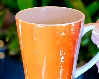 Springtime Orange Latte Mug, Painterly Design