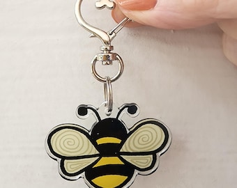 Acrylic Bee Charm: Bag, Keychain, or Ribbon Clasp