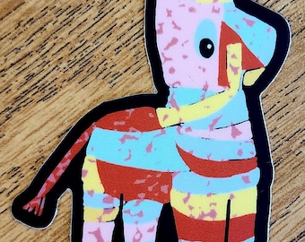 Pegatina clásica de piñata de burro - Vinilo colorido para cumpleaños