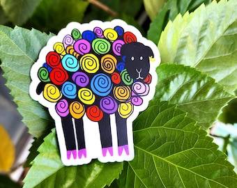 Regenbogenschaf Sticker: Mutterschaf mit Goldohrring