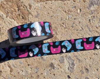 Washi Tape Gamer Design, Pink and Blue Controllers