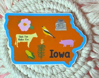Iowa State Sticker, Vinyl 3 inch Sticker, Butter Cow, Corn