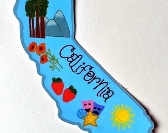 California State Sticker: Redwoods, Hollywood, Sunshine, Poppies