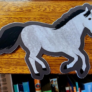 Sticker cheval Cheval gris running Sticker vinyle cheval 3 pouces