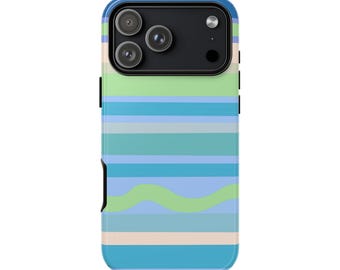 Blue Stripes Phone Case | Dual-Layer Protective Cover