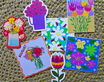 Floral Sticker Pack - 8 Vinyl Stickers Water Proof