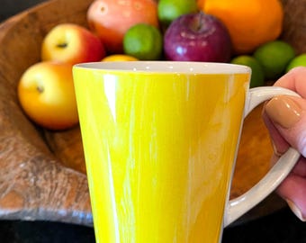 Springtime Yellow Latte Mug, Painterly Design