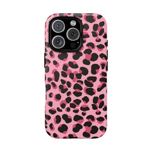 Pink Leopard Print Phone Case: Dual Layer iPhone & Samsung Cover