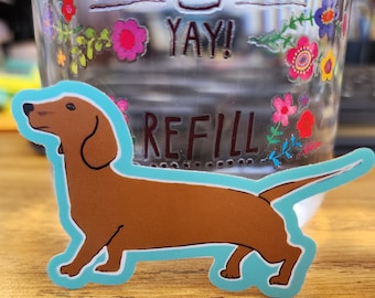 Doxie Dachshund Sticker, Waterproof Vinyl Weiner Dog Sticker