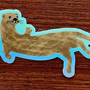Happy Floating Otter Sticker: Waterproof Vinyl Decal