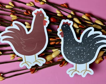 Chicken Stickers, Black Speckled, Red Hen, Artistic Fowl