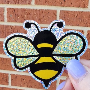 Pegatina de abeja con brillantina Pegatina de abeja Pegatina de abejorro Pegatina con brillantina Vinilo de abeja Pegatina de abeja con brillantina Pegatina de abeja brillante