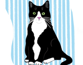 Tuxedo Cat Vinyl Aufkleber, 6 Hintergrundauswahl
