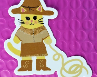 Cat Cowgirl, Katrina the Rope Twirling Feline Character, Cute and Cozy
