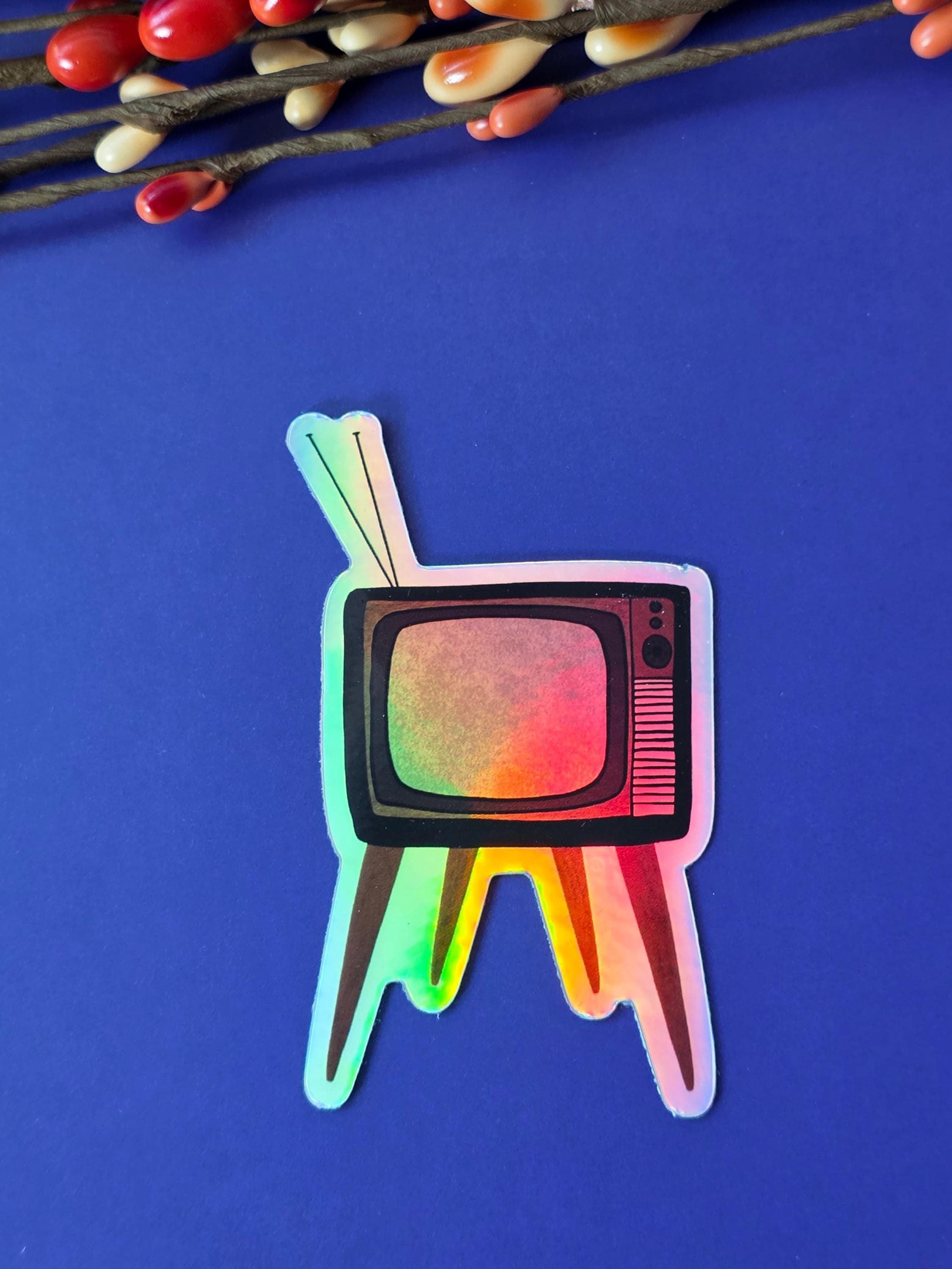 Tv Sticker Design Vintage Television Sticker, Glitter Sticker - Etsy