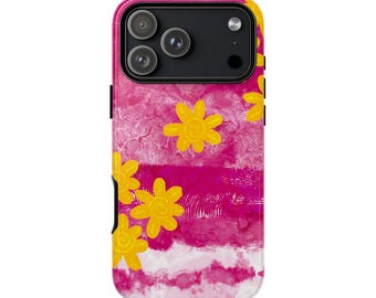 Yellow Flowers on Raspberry Phone Case| Tough Case