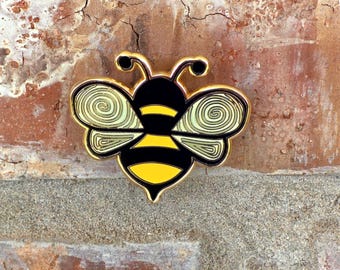 Bizzy Bee Hard Enamel Pin,  1.25 Inch Artistic Pin