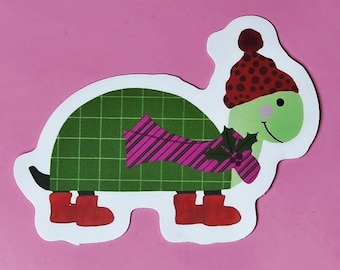 Turtle Sticker, Cozy Winter Critters, Vinyl Sticker, Water-Proof, 3 Inch
