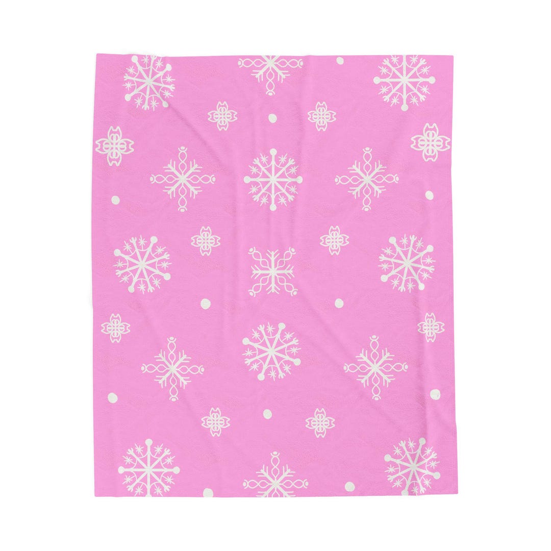 Pink Snowflake Pattern Blanket | Winter Velveteen Plush Blanket - Etsy