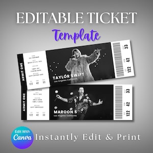 Bearbeitbares Konzertticket Canva, DIY-Kartenvorlage, druckbare benutzerdefinierte Konzertkarte, Geburtstagsgeschenkidee, Überraschungsgeschenk, digitaler Download