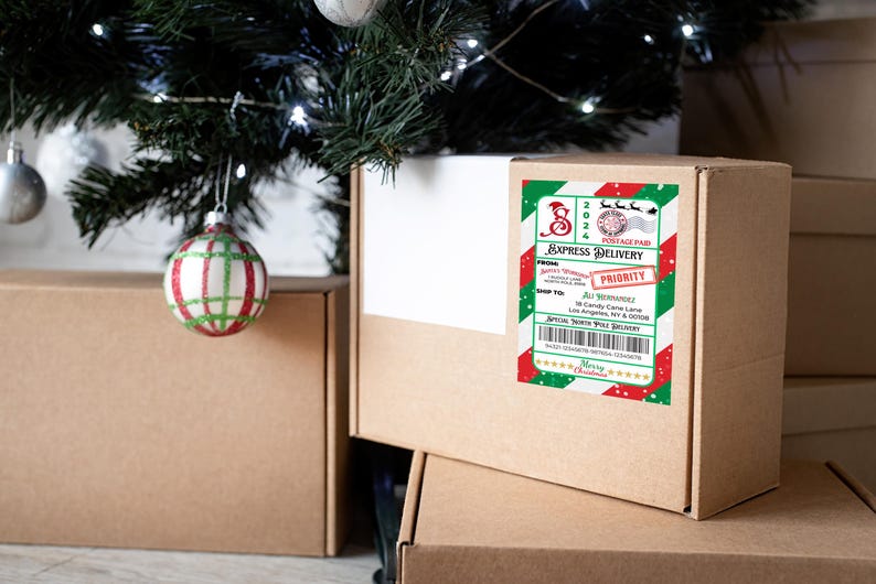 Editable Santa Shipping Label Canva Template | Personalized North Pole ...