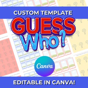 Bearbeitbare Guess Who Canva Vorlagen | Benutzerdefinierte Guess Who Canva bearbeitbare Vorlage | Gues Who Party Spiele Karten | Vorlage Benutzerdefinierte Guess Who