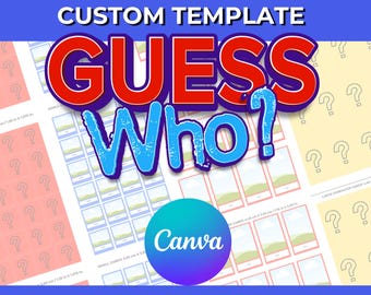 Editable Guess Who Canva Templates | Custom Guess Who Canva Editable Template | Guess Who Party Games Cards | Template Custom Guess Who
