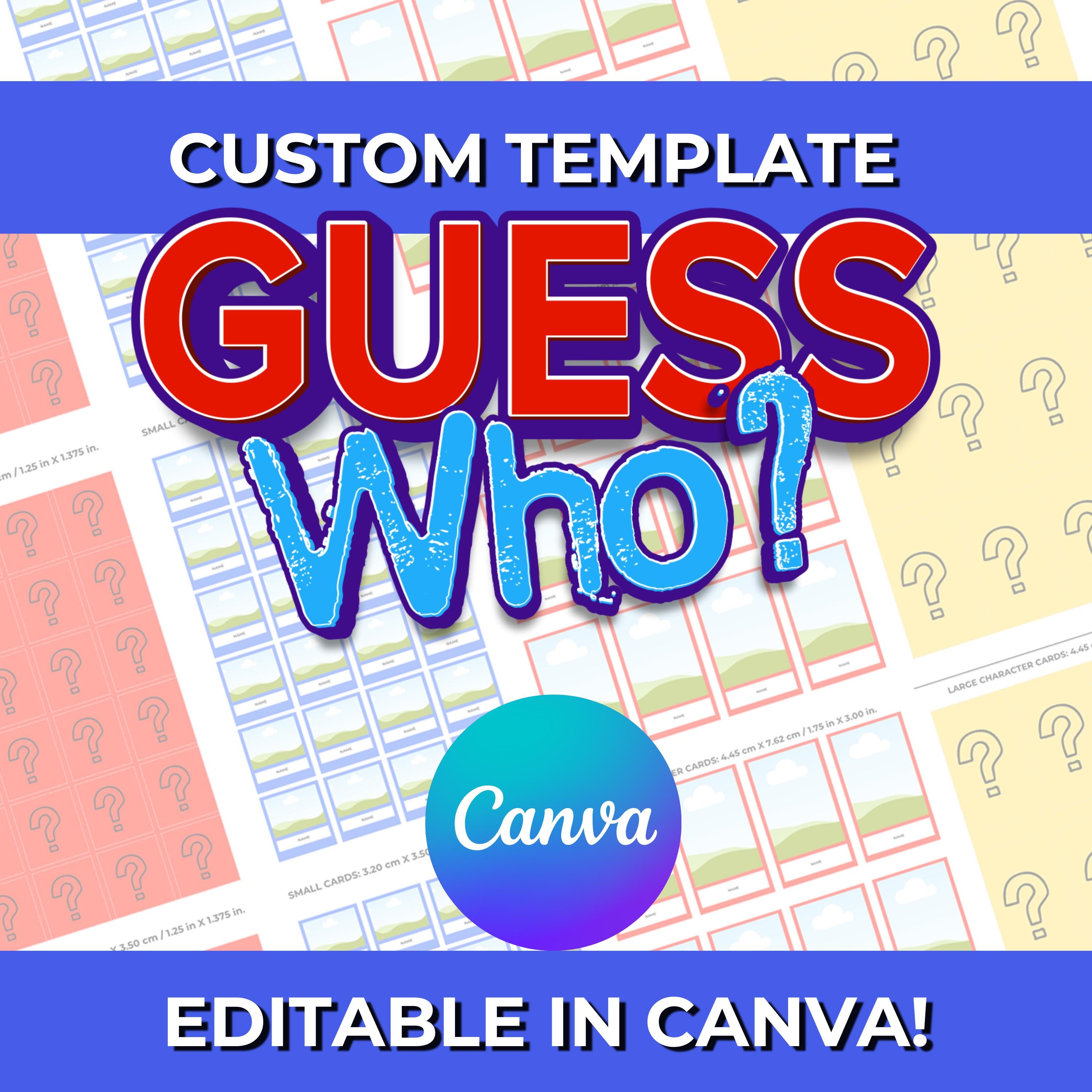 Editable Guess Who Canva Templates | Custom Guess Who Canva Editable Template | Guess Who Party Games Cards | Template Custom Guess Who