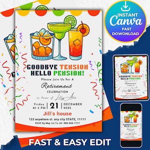 Editable Retirement Party Invitation Template, Retirement Invite Template, Retirement Party It&#39;s a Surprise, Funny Retirement Invitation