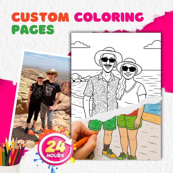 Custom Coloring Book, Kid Coloring, Pet Coloring, Personalized Photo To Coloring Page, Printable Coloring Book, Wedding Coloring book