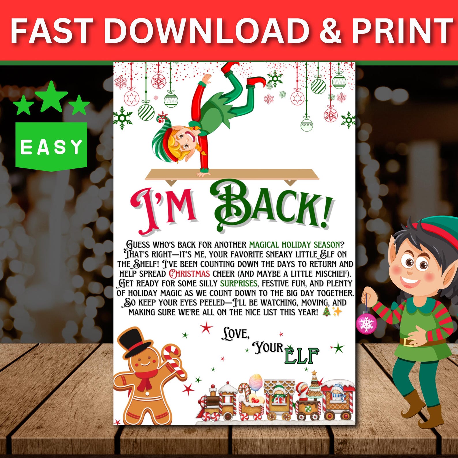 Printable I’m Back Elf Arrival Letter | Fun Elves Arrive for Christmas ...