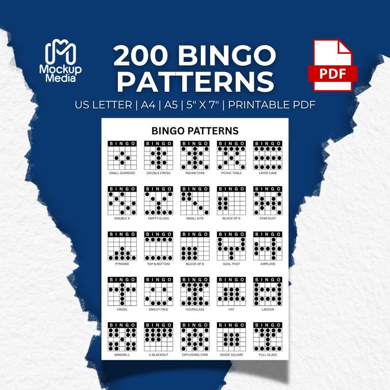 200 Custom Bingo Patterns, Tournament, Alphabet, Numbers, Shapes ...