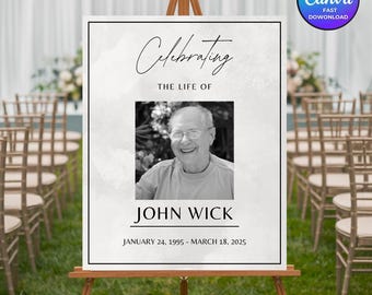 Editable Funeral Welcome Sign: Celebration of Life Poster (Canva Template)