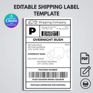 Editable Shipping Label Template, Editable Personalized Mail Label, Mail Shipping Label Template For Gift Box, Gag Gift Mail Label, Mail